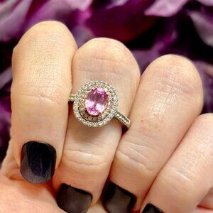Kay Jewelers Lab-created Pink Sapphire Double Halo Ring with White Sapphires